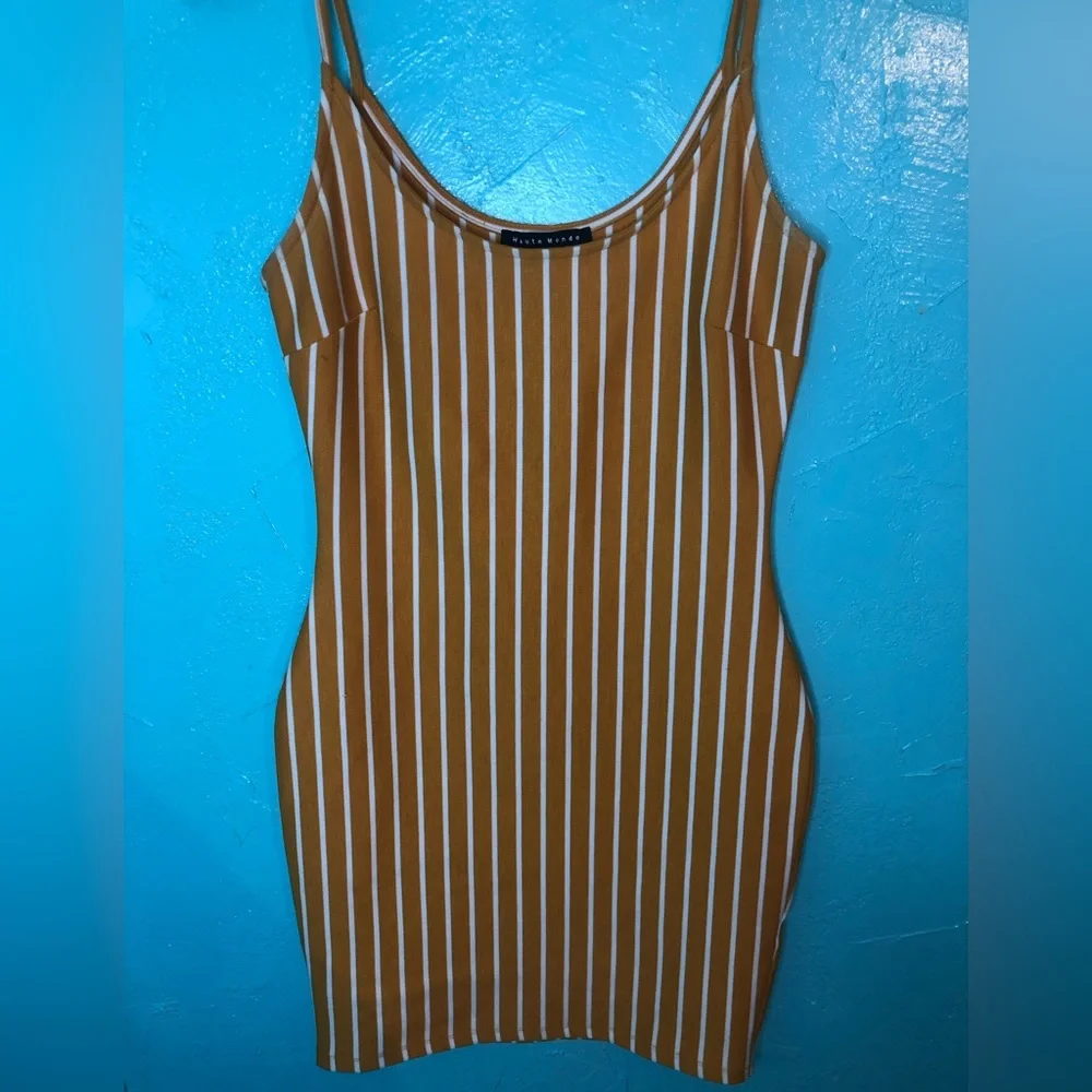 S/M Yellow mustard short mini dress - Picture 2 of 3